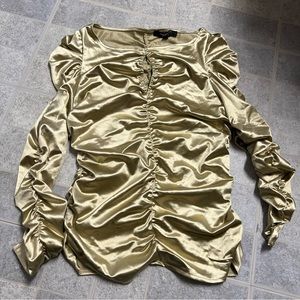 NWD Marc New York Keyhole Ruched Long Sleeve Blouse